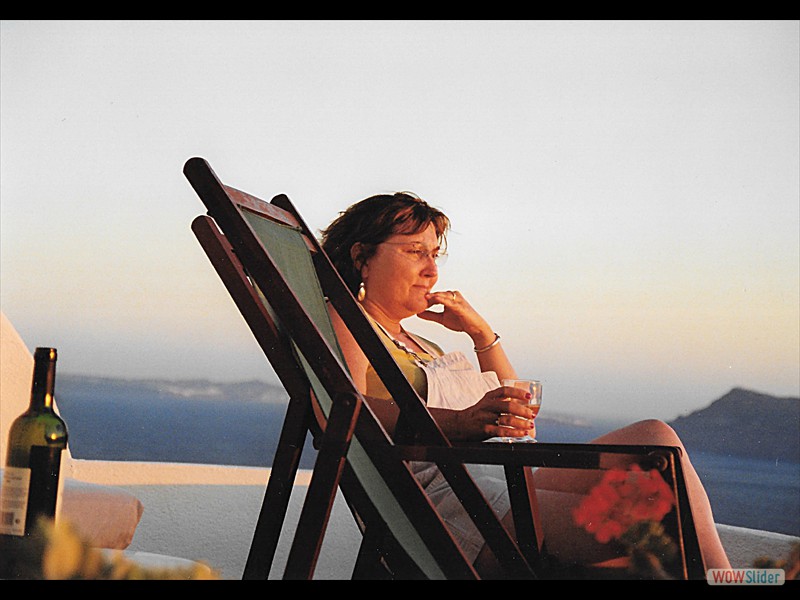 Santorini Greece Deb on Veranda