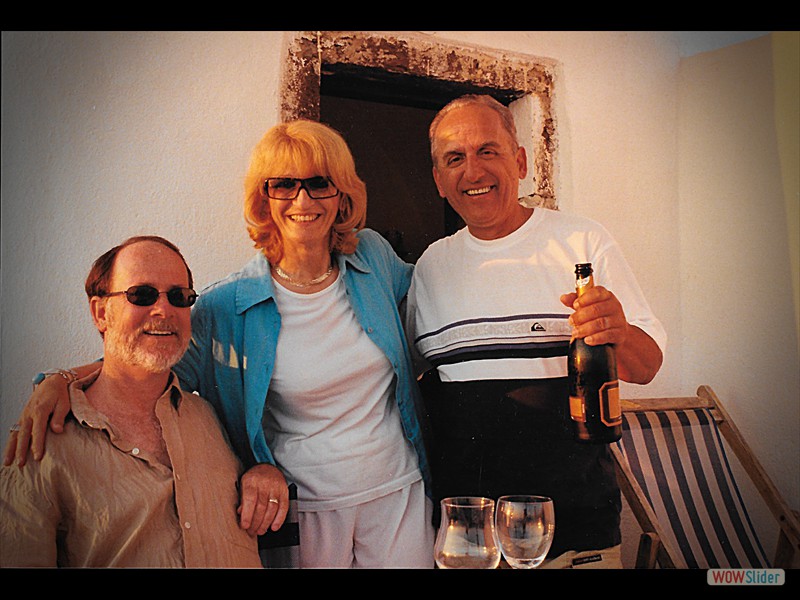 Santorini Phil diner with friends